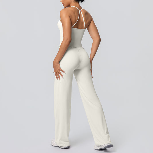 Nude Feel Sling Vest Abdominal Shaping + High Waist Straight Leg yoga Set