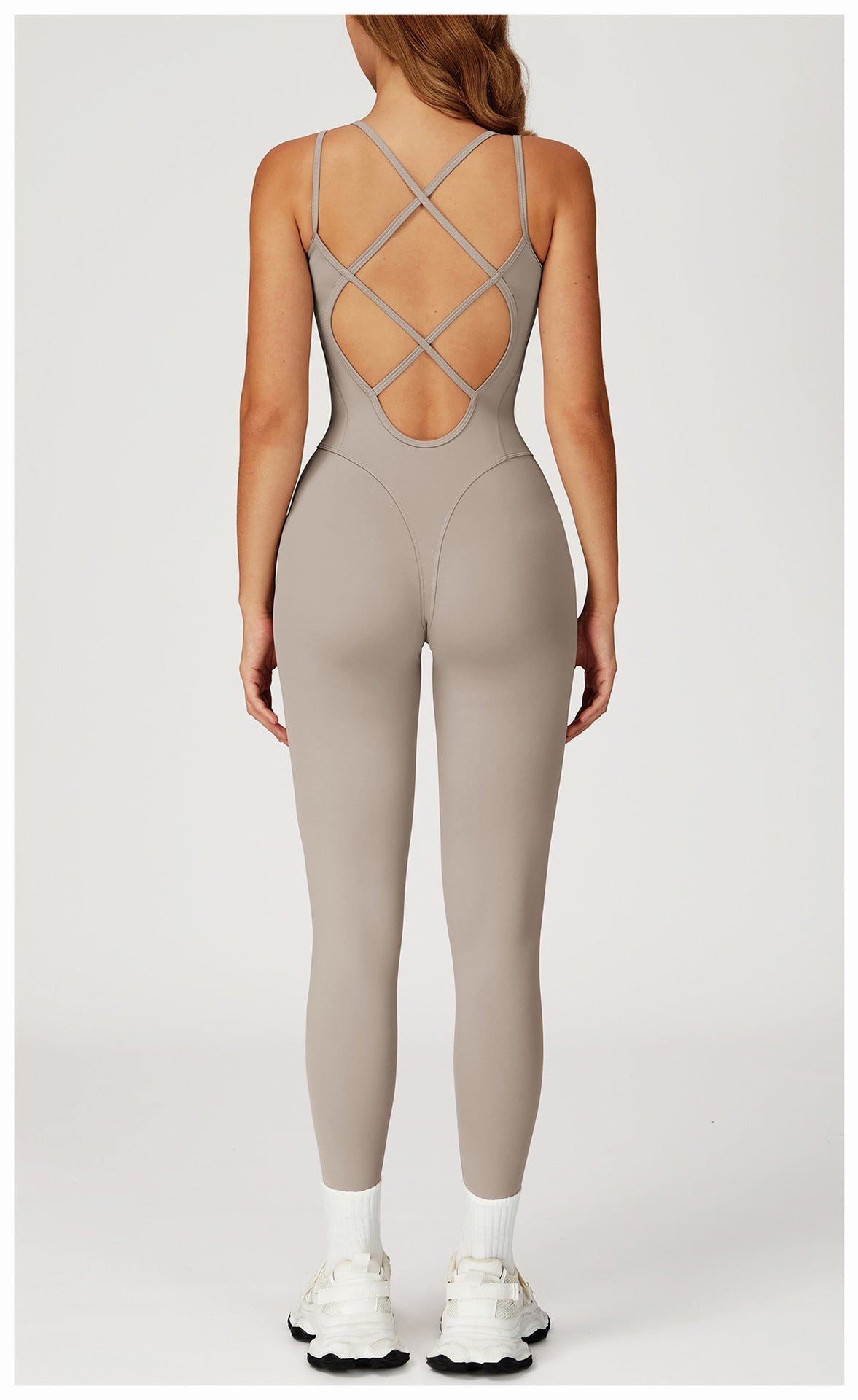 Nude Feel Jumpsuit Cross Back One Piece