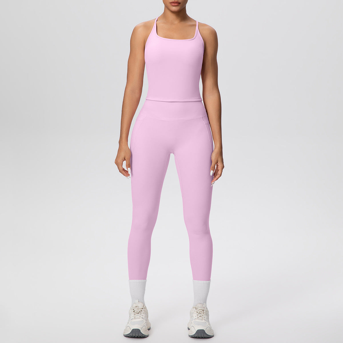 H Shaped Beauty Back Sports Vest + Pocket Yoga Pants