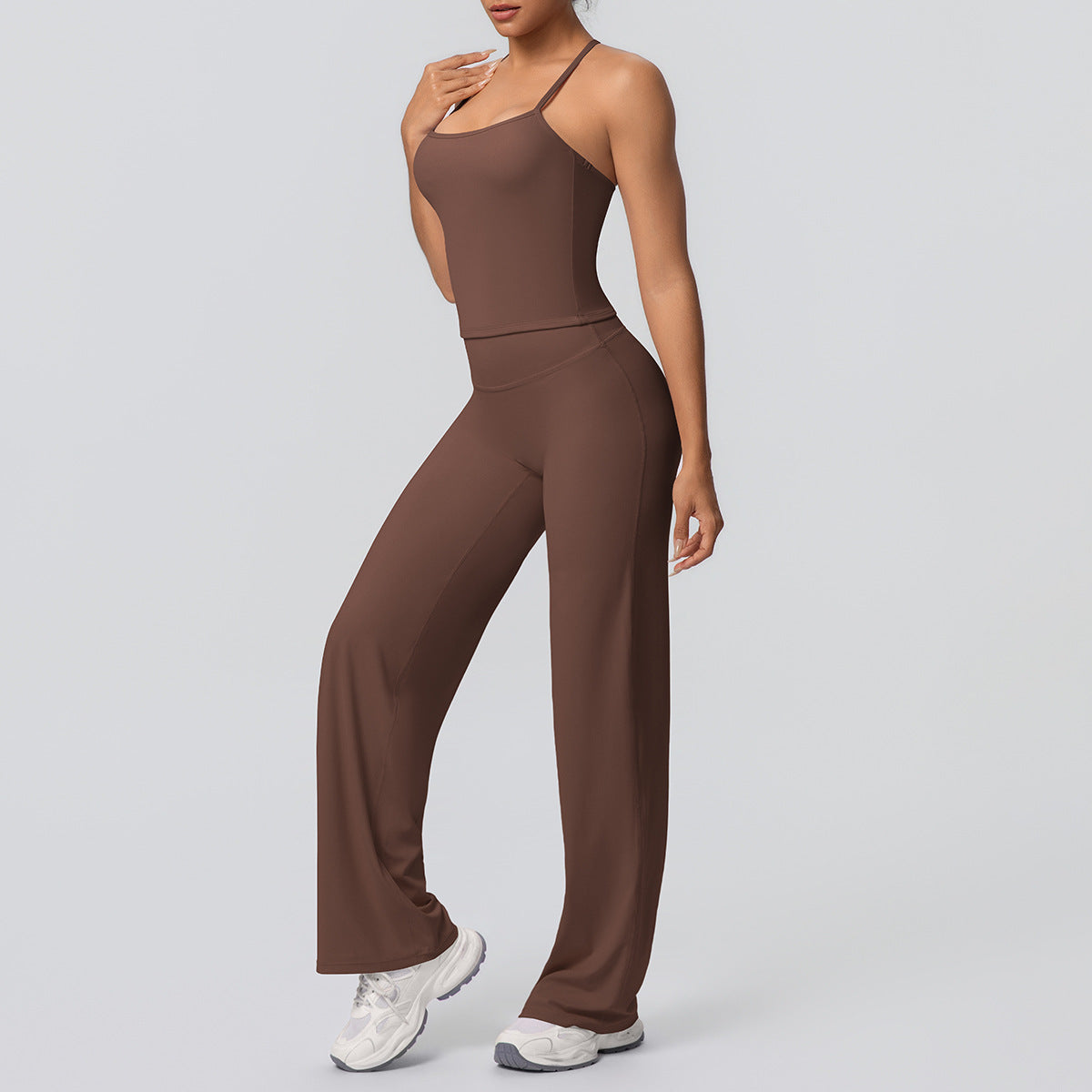 Nude Feel Sling Vest Abdominal Shaping + High Waist Straight Leg yoga Set
