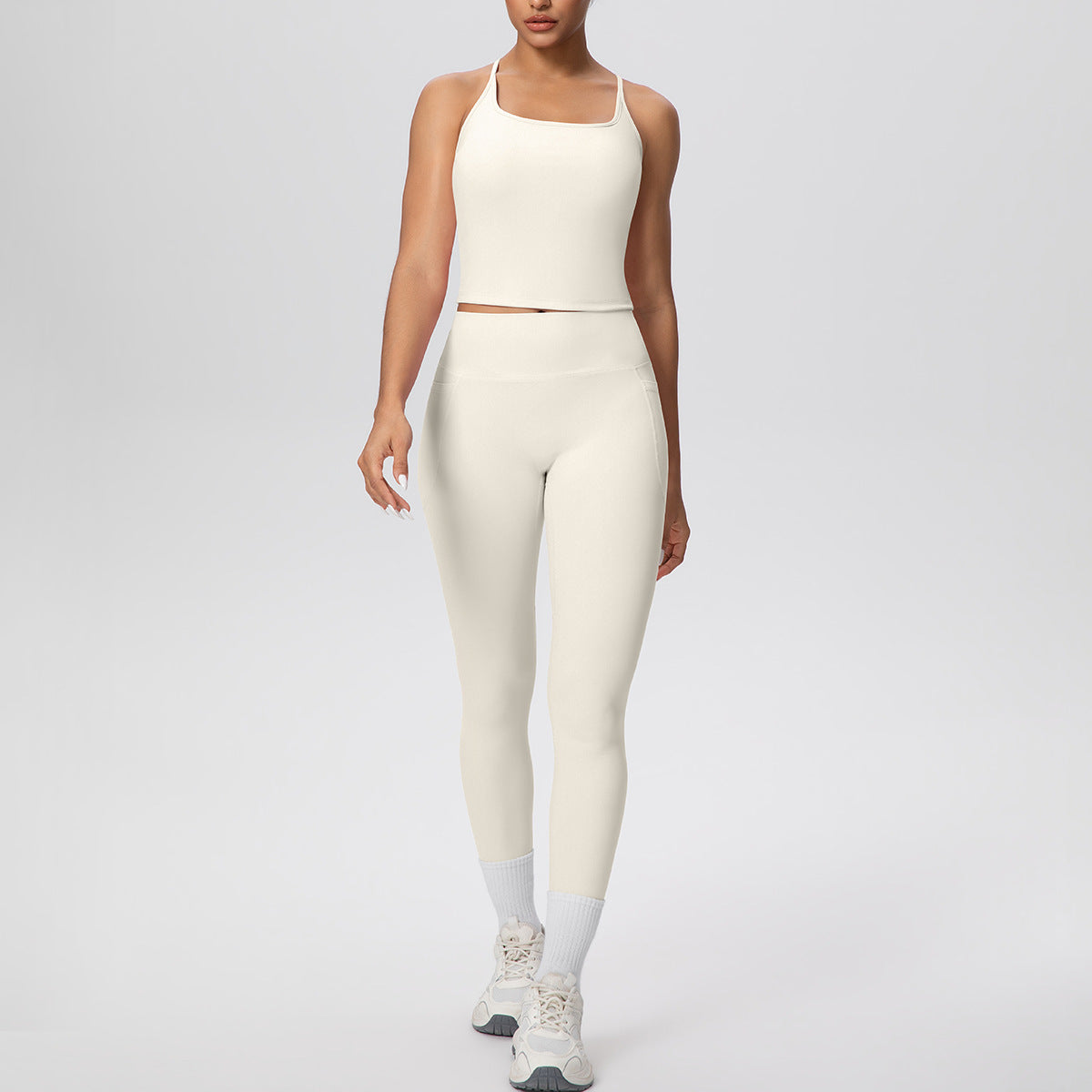 H Shaped Beauty Back Sports Vest + Pocket Yoga Pants