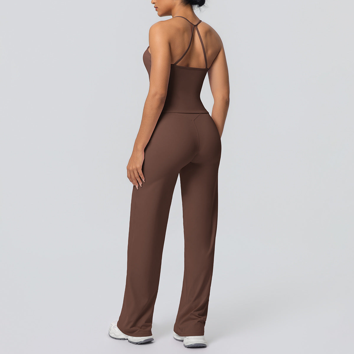 Nude Feel Sling Vest Abdominal Shaping + High Waist Straight Leg yoga Set