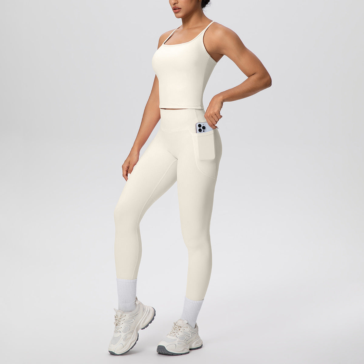 H Shaped Beauty Back Sports Vest + Pocket Yoga Pants