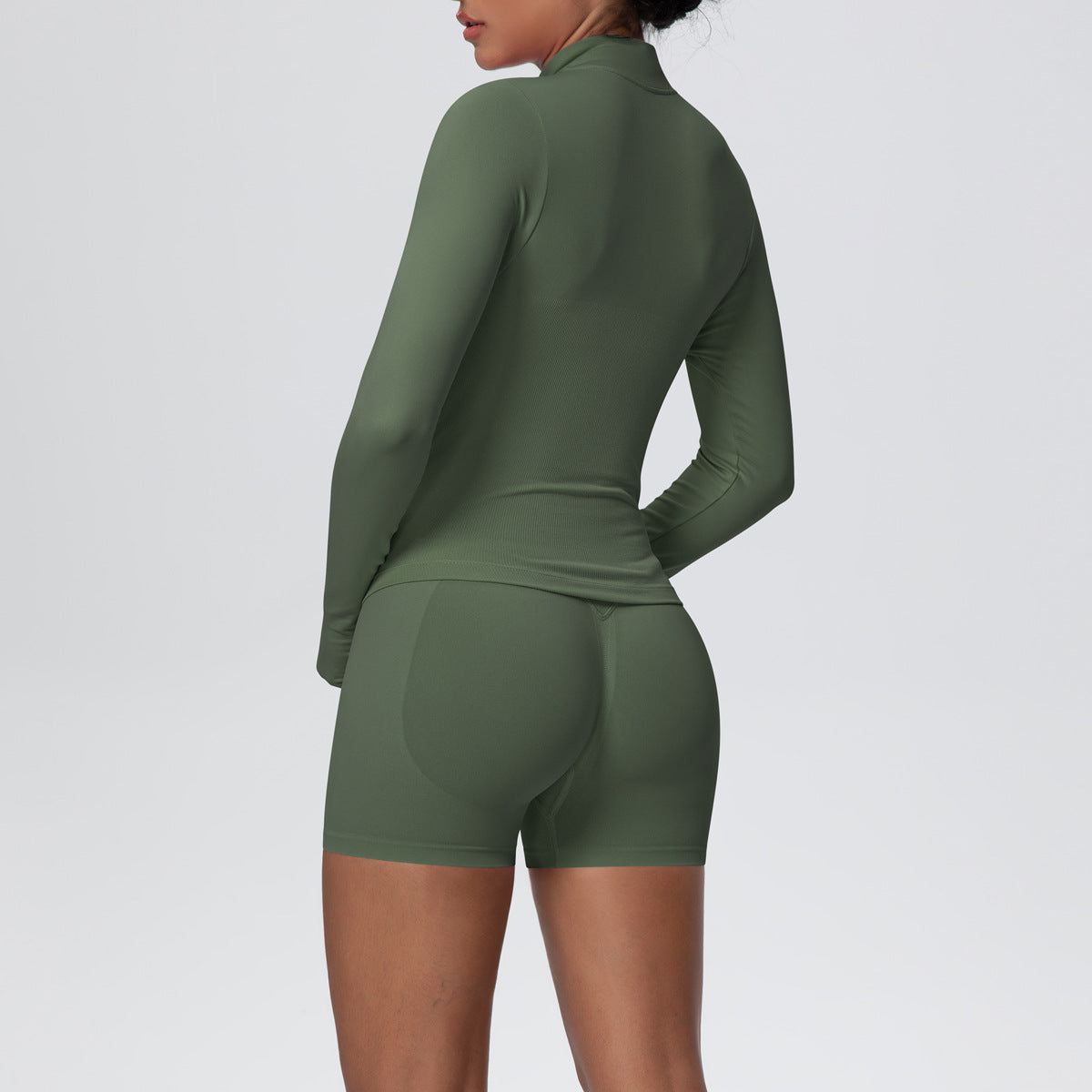 Long Sleeved Zipper Jacket + Vest + Shorts  Three Piece Set