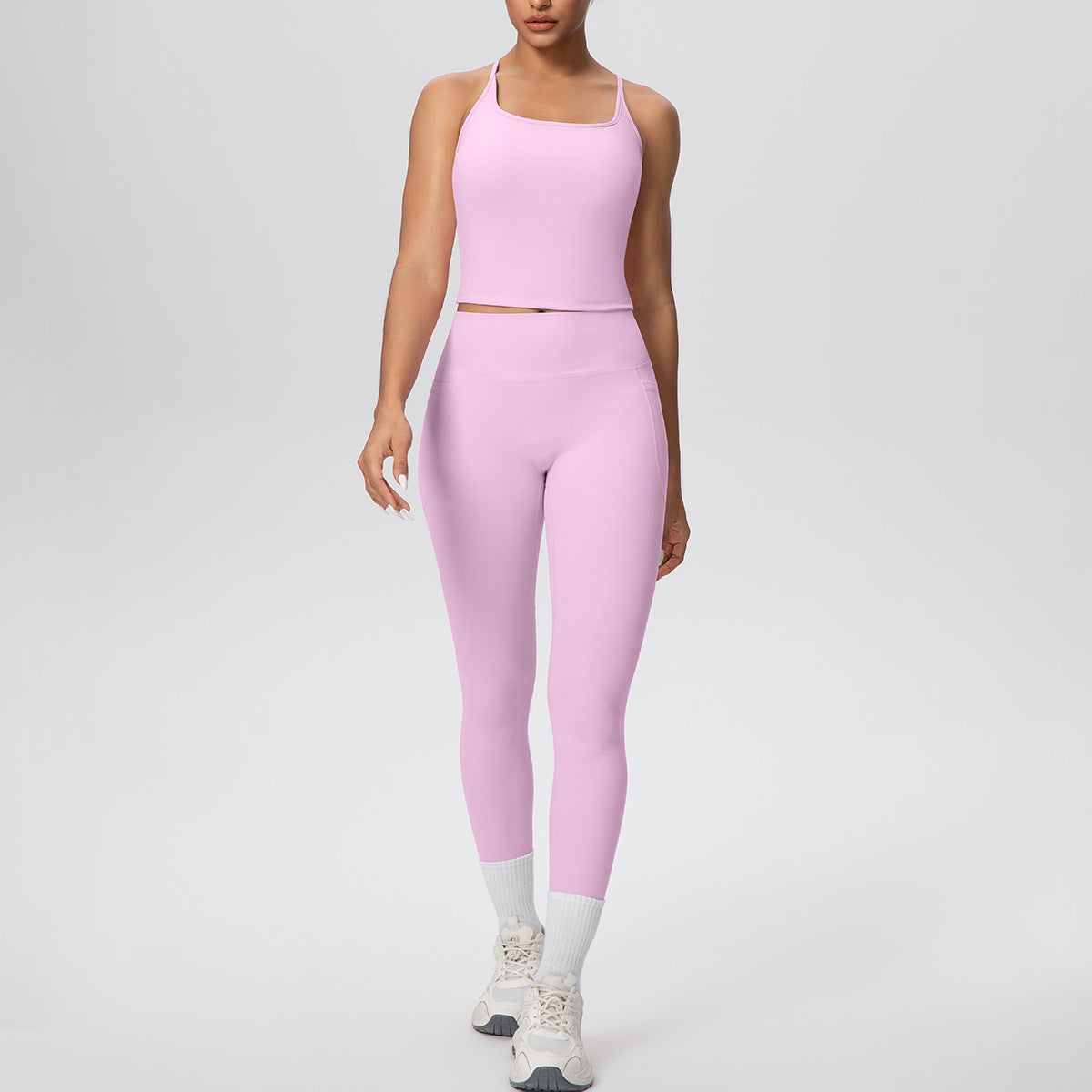 H Shaped Beauty Back Sports Vest + Pocket Yoga Pants
