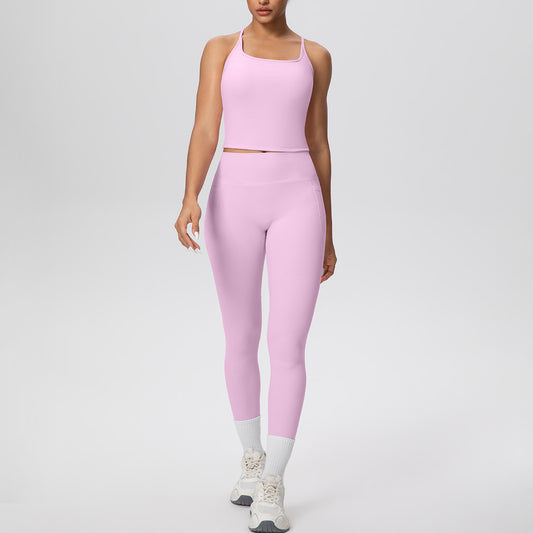 H Shaped Beauty Back Sports Vest + Pocket Yoga Pants