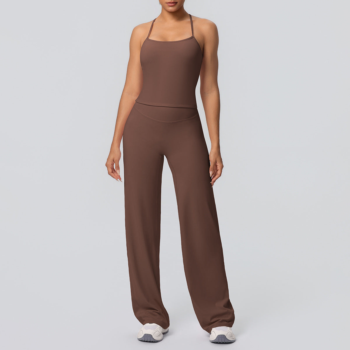 Nude Feel Sling Vest Abdominal Shaping + High Waist Straight Leg yoga Set