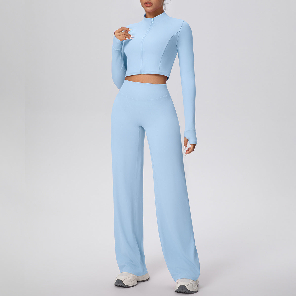 Zipper Long Sleeve + Running Baggy Straight Set