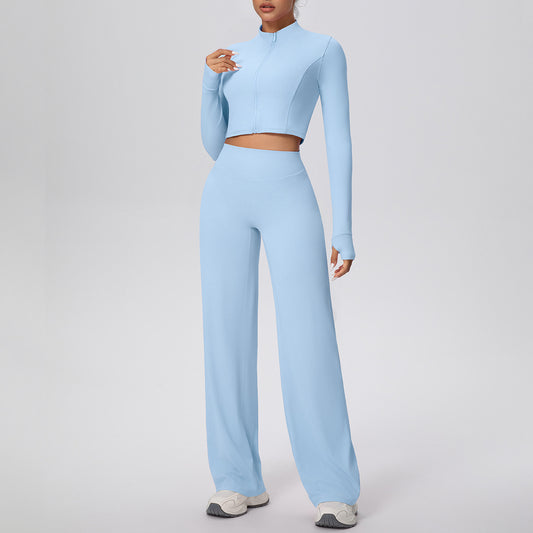 Zipper Long Sleeve + Running Baggy Straight Set