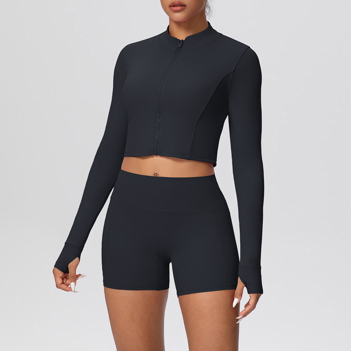 High Waist Nude Feel Zip + Hip Lifting Yoga Set