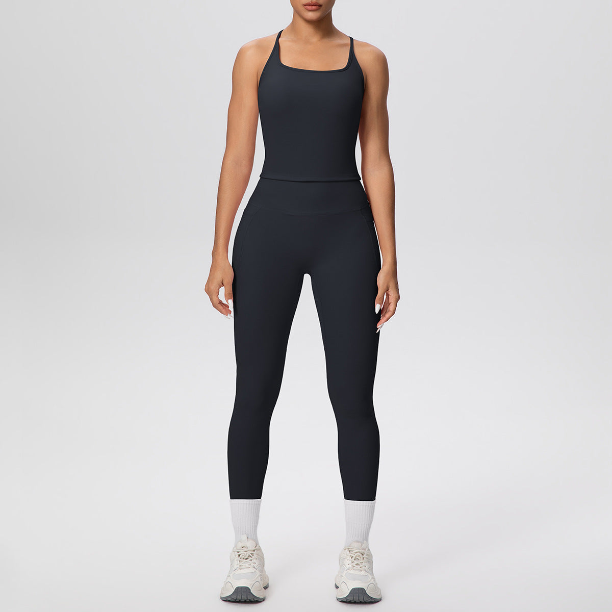 H Shaped Beauty Back Sports Vest + Pocket Yoga Pants