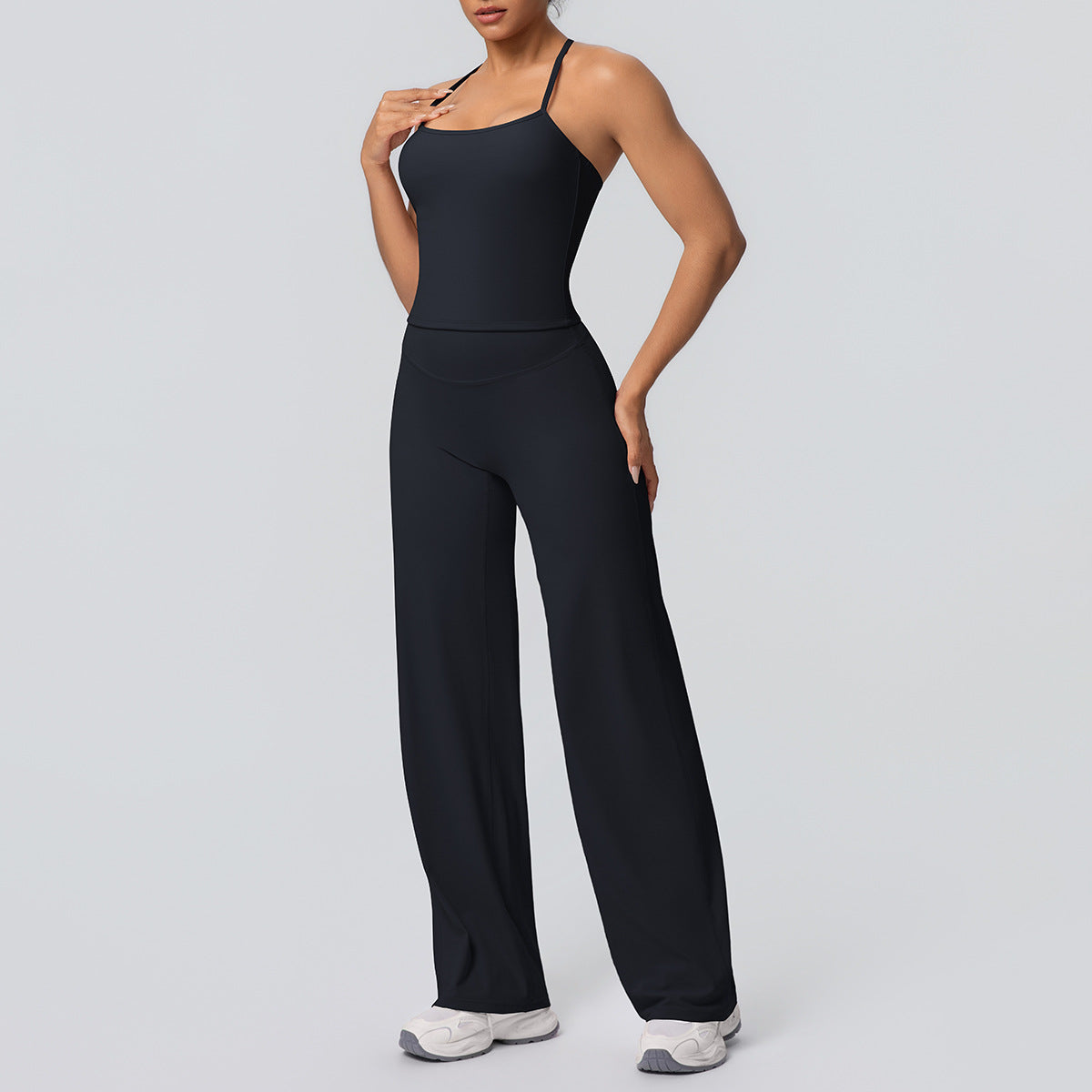 Nude Feel Sling Vest Abdominal Shaping + High Waist Straight Leg yoga Set