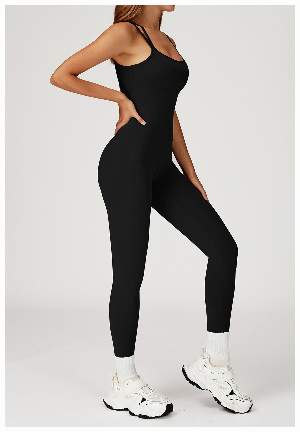 Nude Feel Jumpsuit Cross Back One Piece