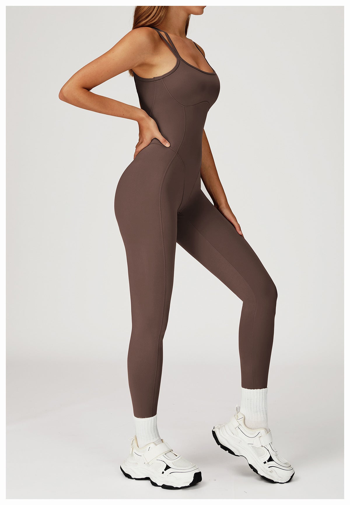 Nude Feel Jumpsuit Cross Back One Piece