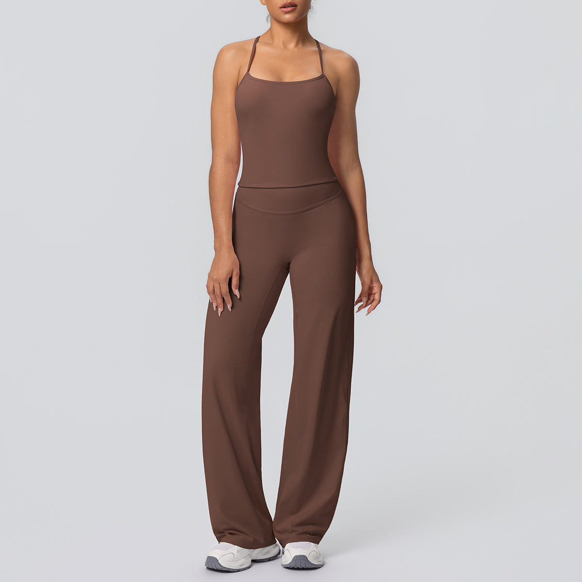 Nude Feel Sling Vest Abdominal Shaping + High Waist Straight Leg yoga Set