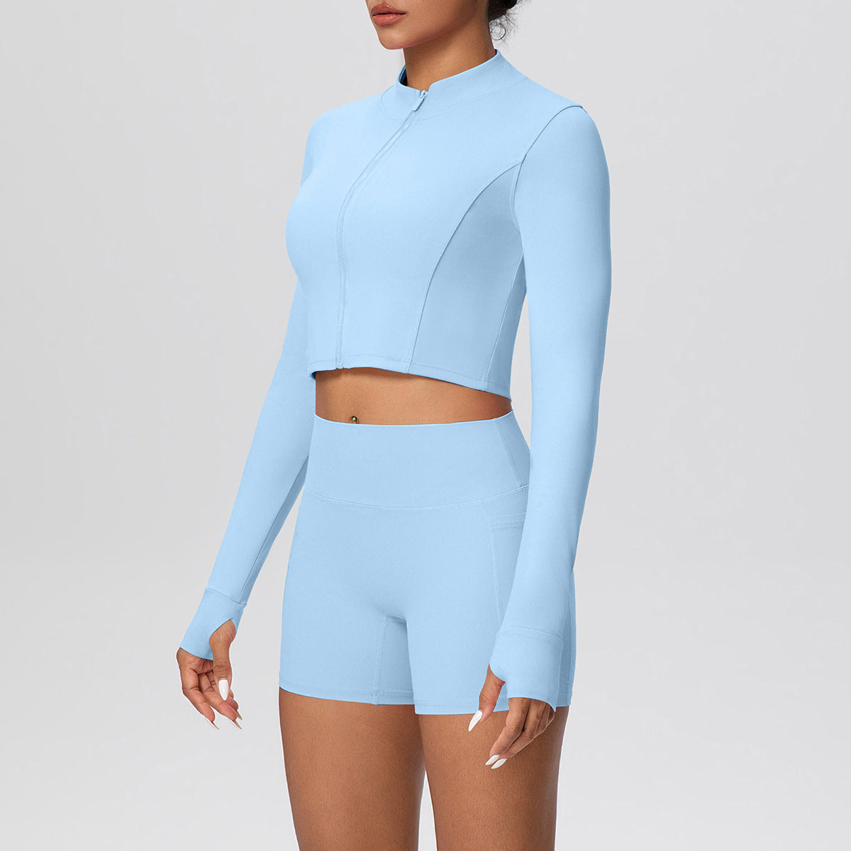 High Waist Nude Feel Zip + Hip Lifting Yoga Set