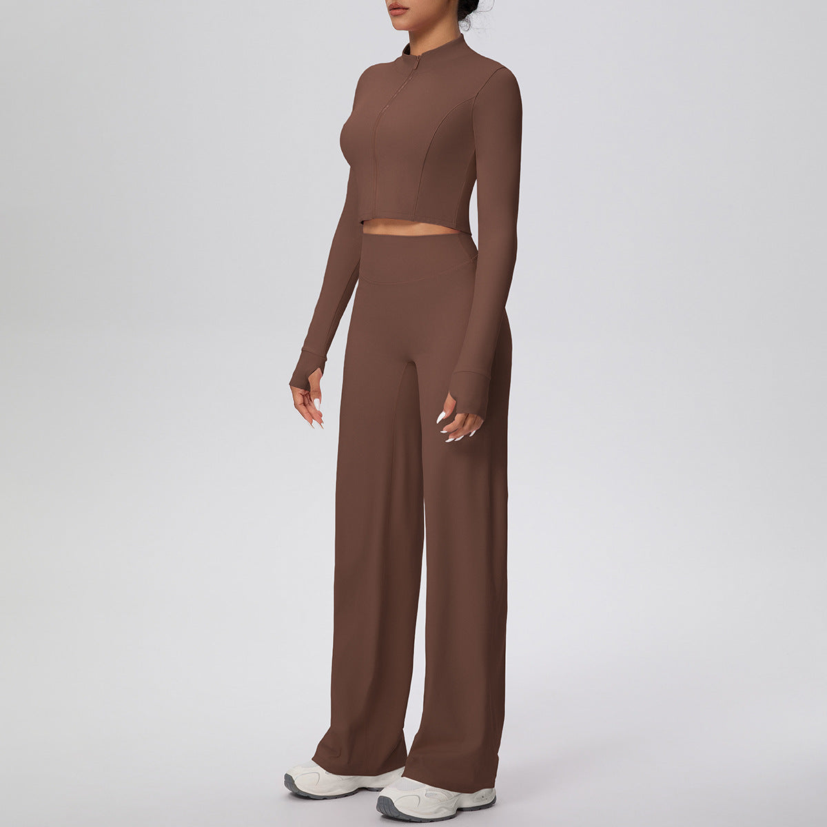 Zipper Long Sleeve + Running Baggy Straight Set