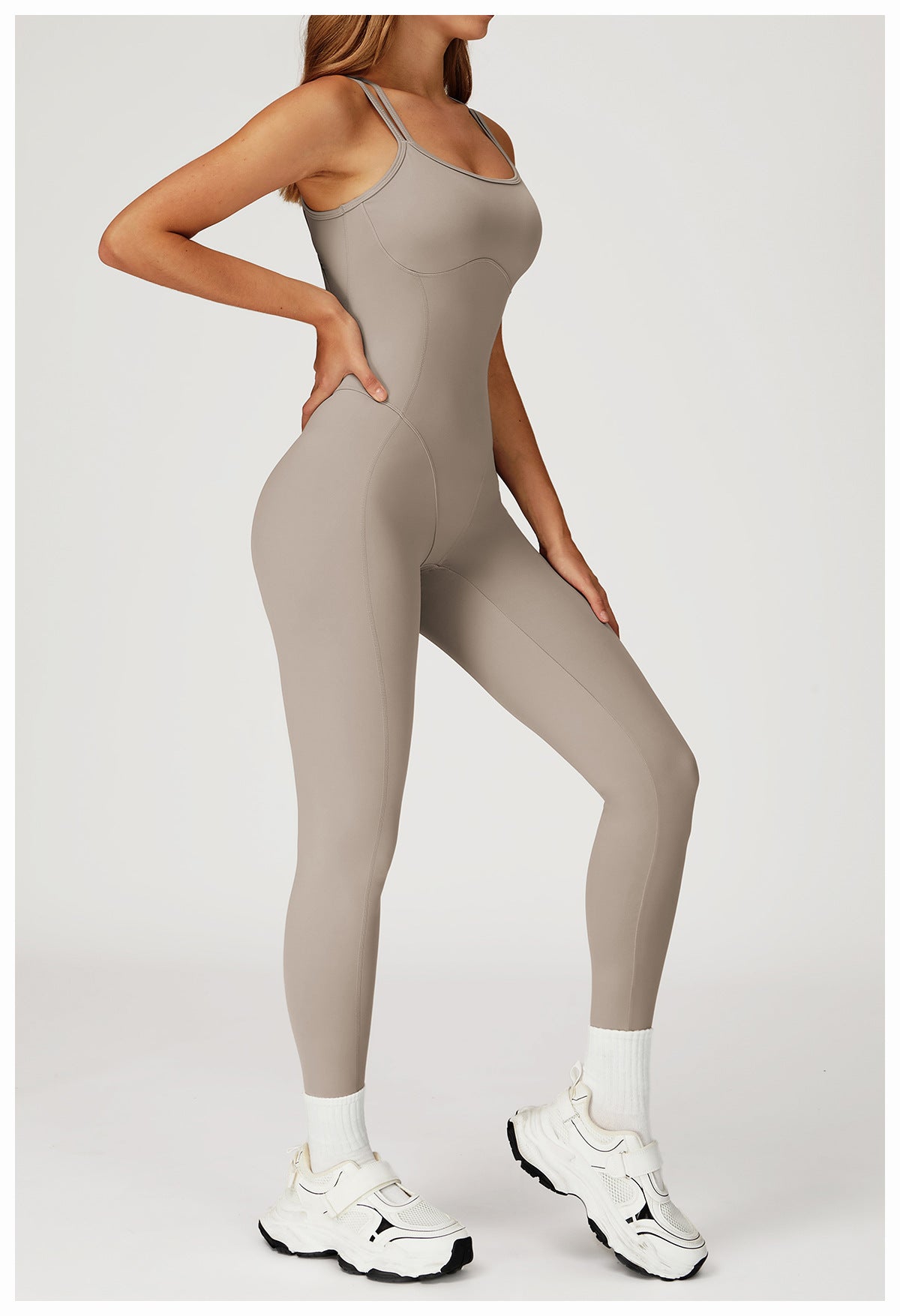 Nude Feel Jumpsuit Cross Back One Piece