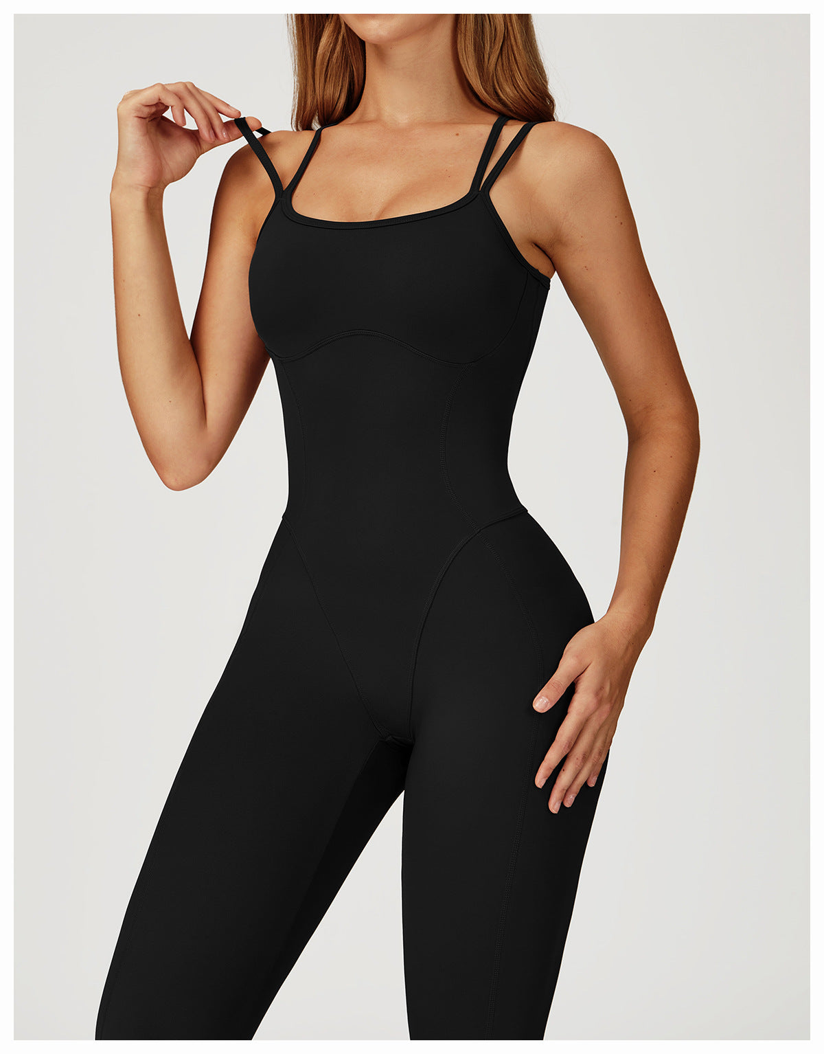 Nude Feel Jumpsuit Cross Back One Piece