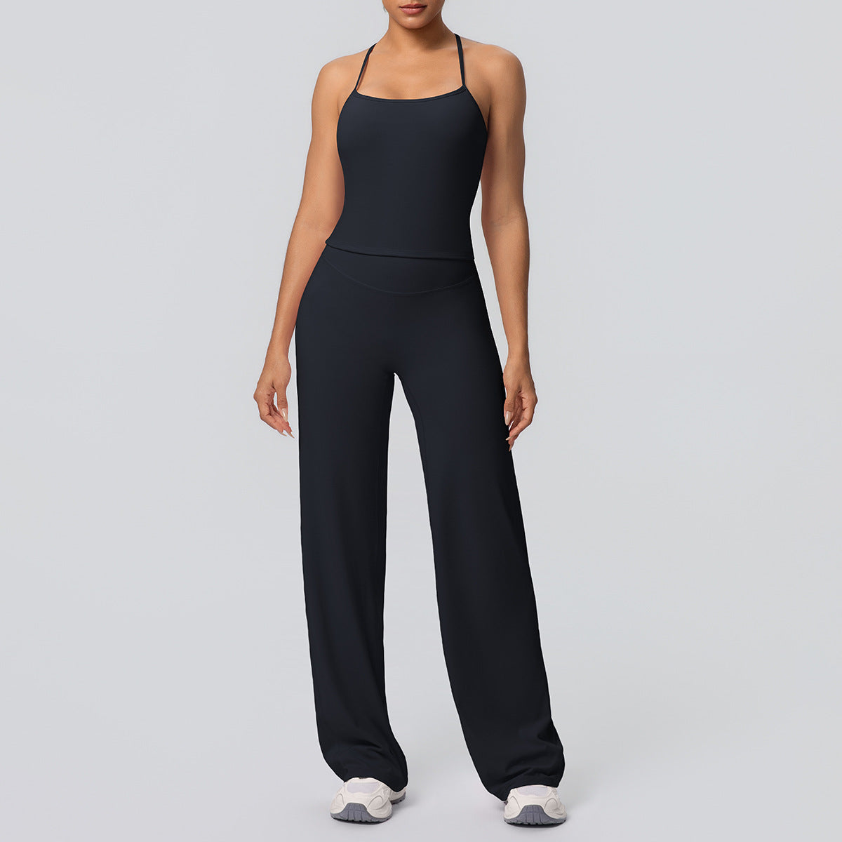 Nude Feel Sling Vest Abdominal Shaping + High Waist Straight Leg yoga Set