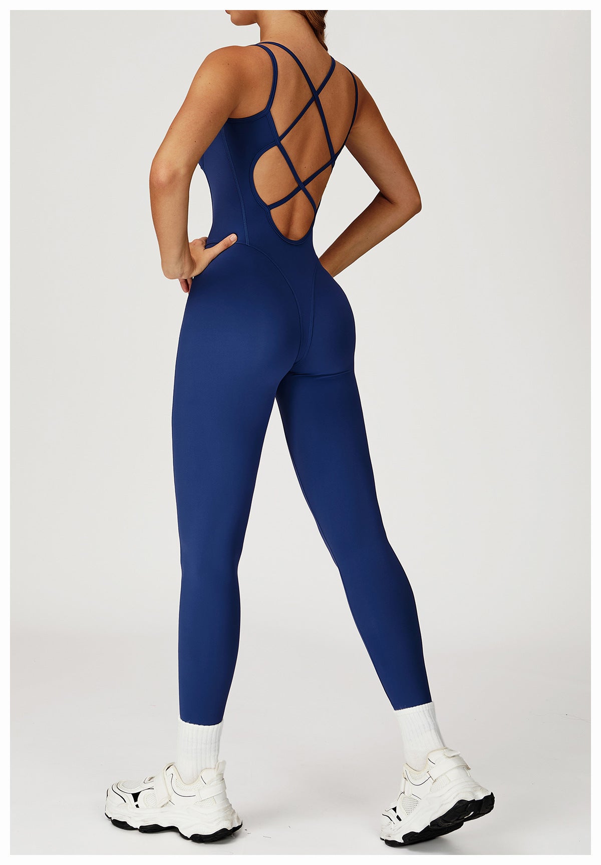 Nude Feel Jumpsuit Cross Back One Piece