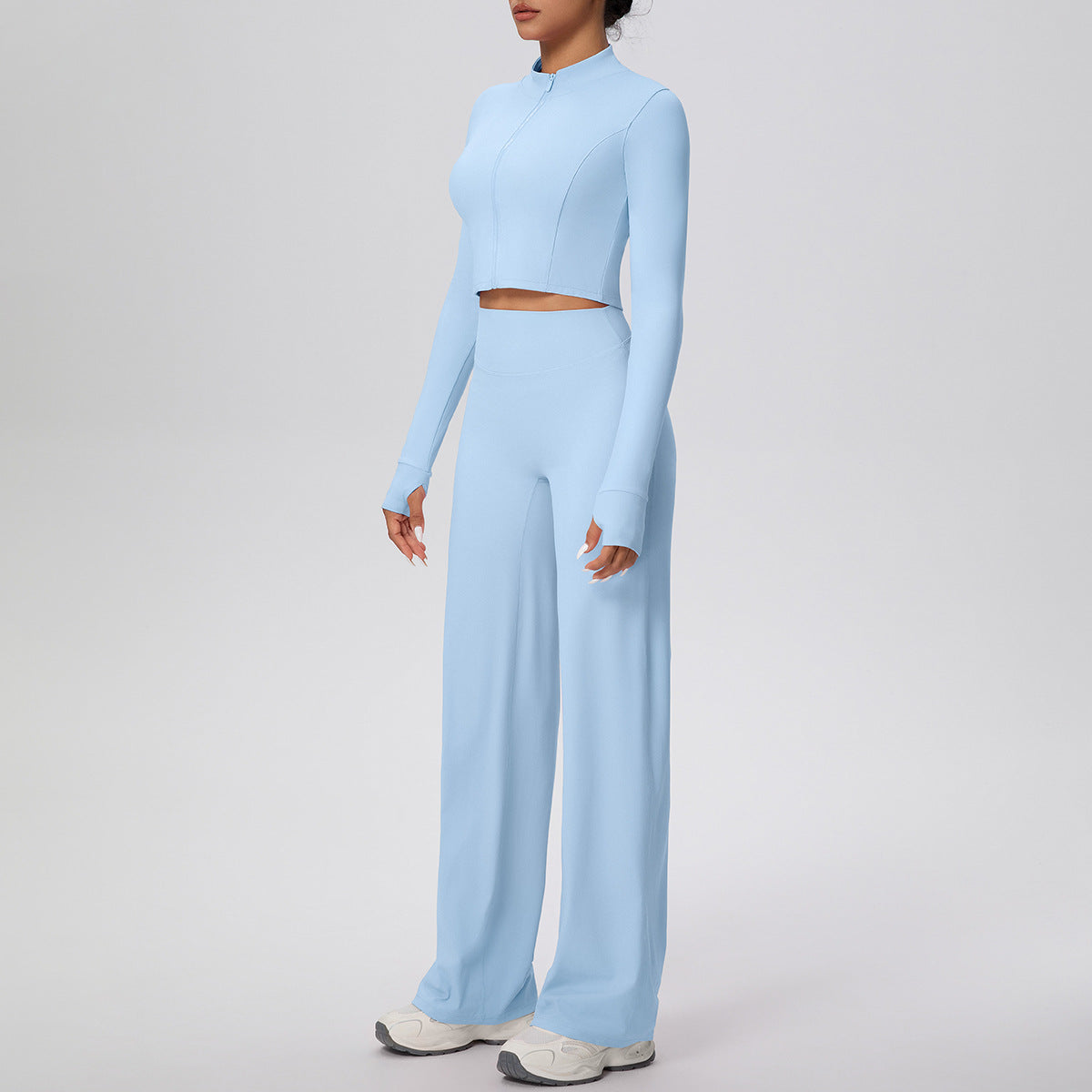 Zipper Long Sleeve + Running Baggy Straight Set