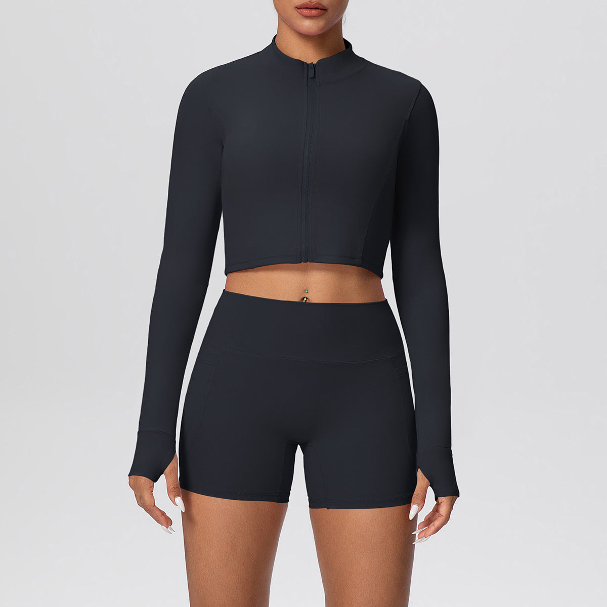 High Waist Nude Feel Zip + Hip Lifting Yoga Set